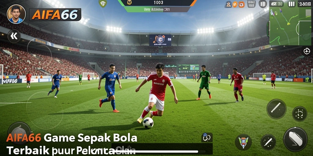 Tampilan gameplay seru dalam AIFA66 dengan pertandingan sepak bola realistik.