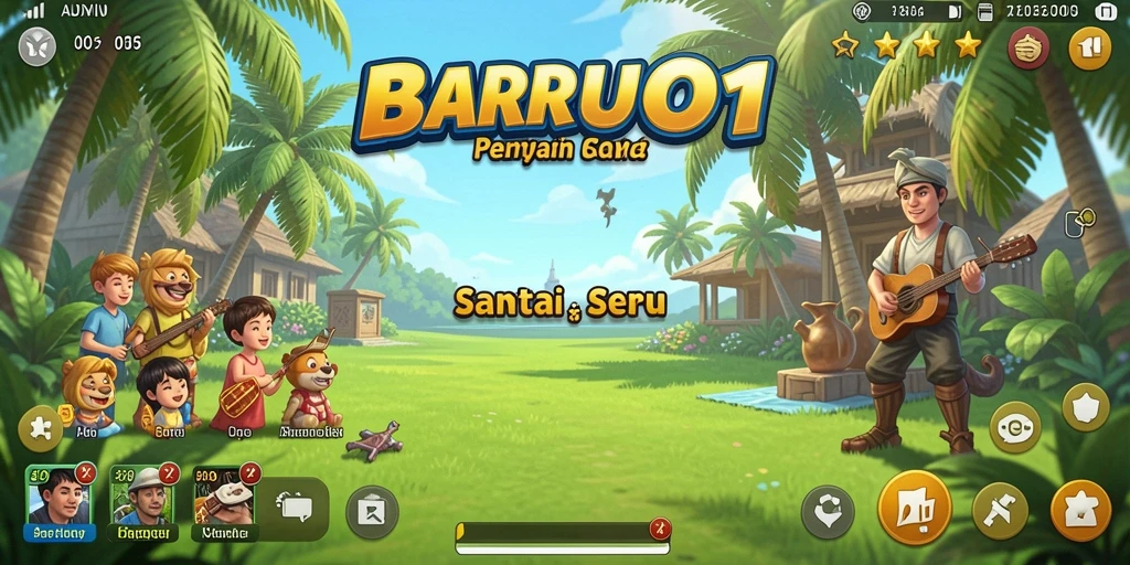 Tampilan gameplay BARU01 yang ceria dan menghibur.