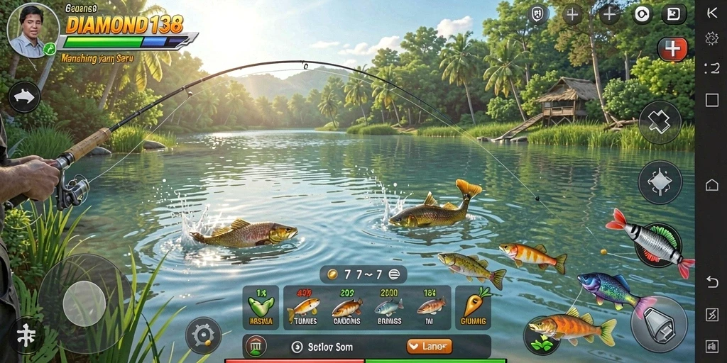 Gameplay seru DIAMOND138 dengan fitur memancing yang menarik.