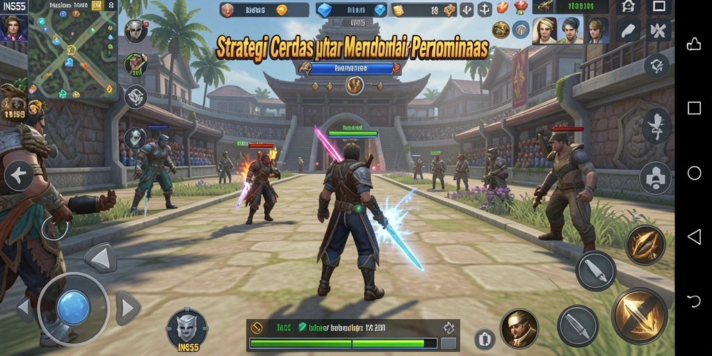Tampilan gameplay menarik dari INS55 menunjukkan tatanan strategi yang rumit.