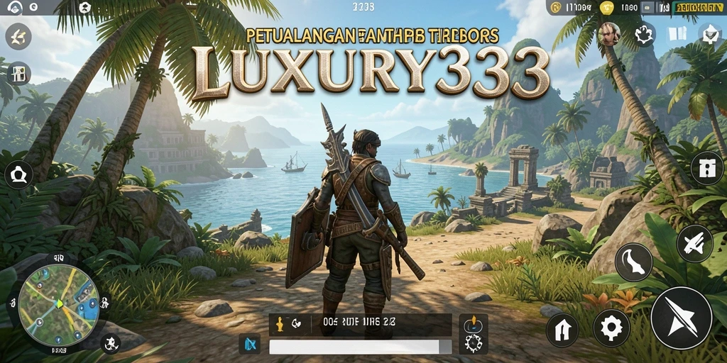 Screenshot gameplay LUXURY333 menunjukkan dunia terbuka yang luas dan indah.