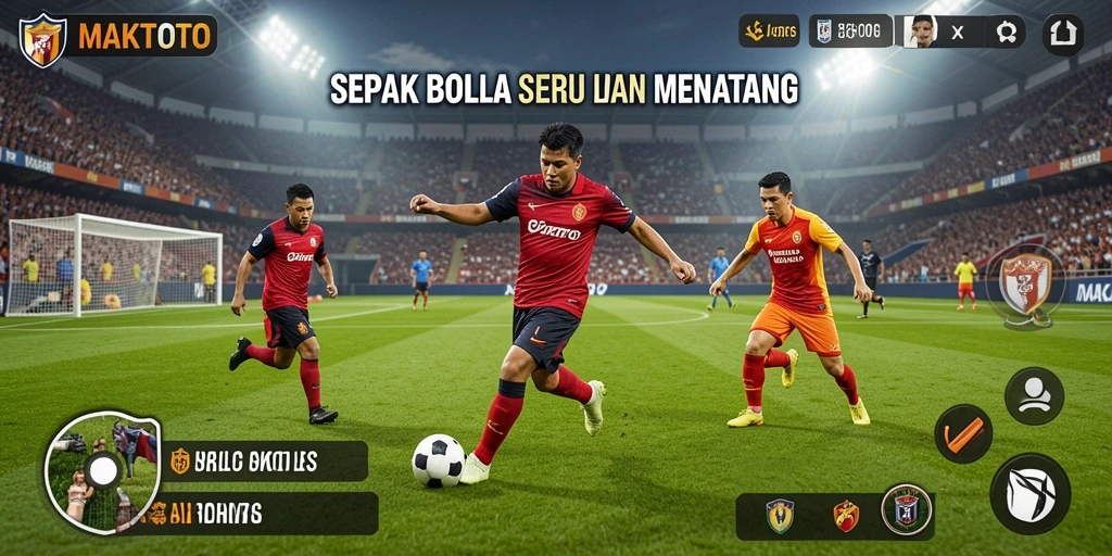 Tampilan gameplay intensif dari MAKTOTO saat pertandingan sepak bola.