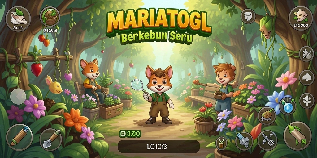Screenshot gameplay MARIATOGL yang menunjukkan ladang yang hijau dan subur.