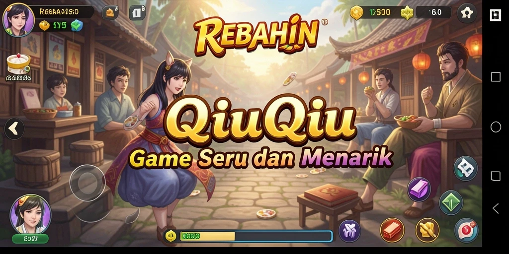 Tampilan gameplay REBAHIN dengan aksi seru QiuQiu.