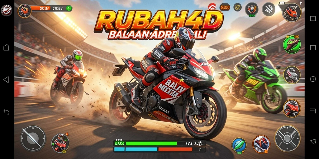 Tampilan menarik dari gameplay balapan motor yang seru.