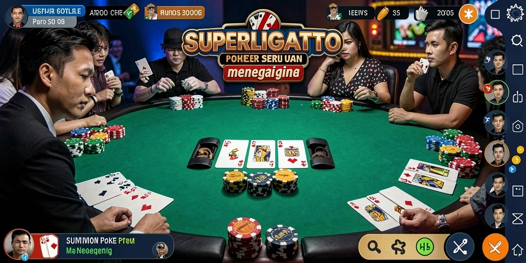 Tampilan gameplay Poker yang menarik di SUPERLIGATOTO.