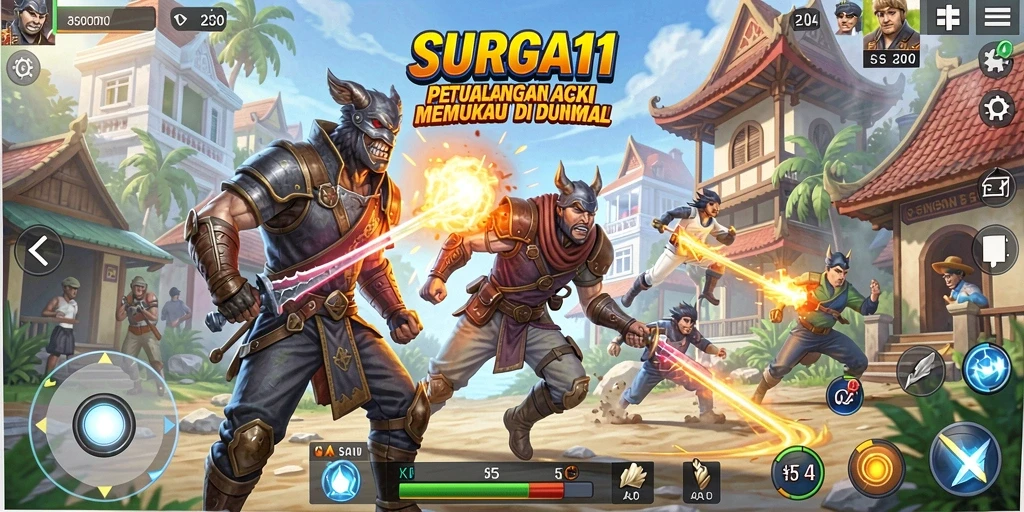 Tangkapan layar menunjukkan aksi seru dalam pertempuran di SURGA11.